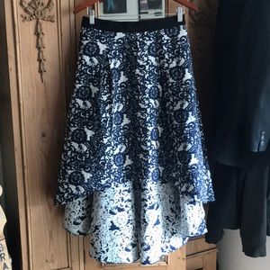 Anthropologie Navy/White High Low Skirt